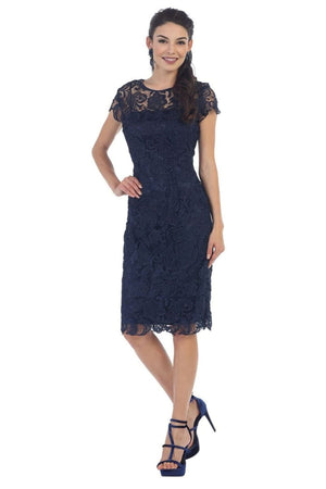 May Queen MQ1106B Short Lace Mother Of The Bride Dress - Dress