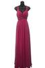 Classy V Neck Formal Gown - Fuchsia / 4