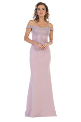 May Queen MQ1529 Elegant Form Fitting Evening Dress - Mauve / 2