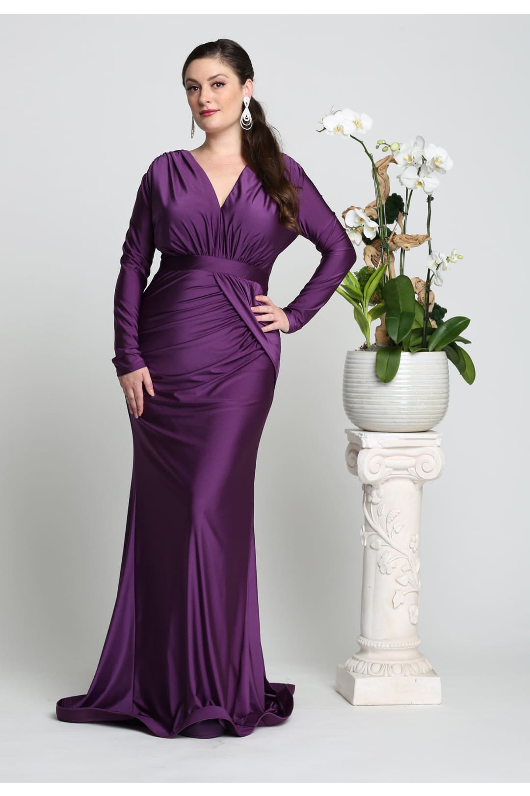 May Queen MQ1530 Long Sleeve Plus Size Mother Of The Bride Dress - Dress