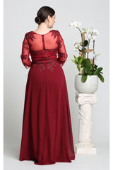 May Queen MQ1637 3/4 Sleeves Plus Size Mother Of The Bride Dress - Dress