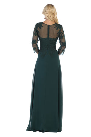 May Queen MQ1637 3/4 Sleeves Plus Size Mother Of The Bride Dress - Dress