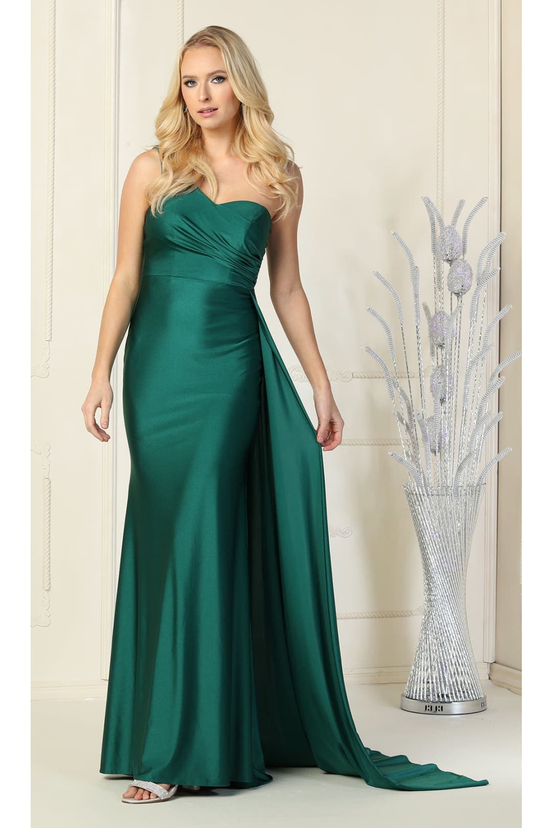 Stretchy Evening Dress - HUNTER GREEN / 4
