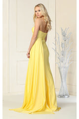 May Queen MQ1834Y Stretchy Simple One Shoulder Yellow Prom Dress - Dress