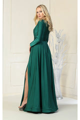 Long Sleeve Stretchy Gown - LA1835
