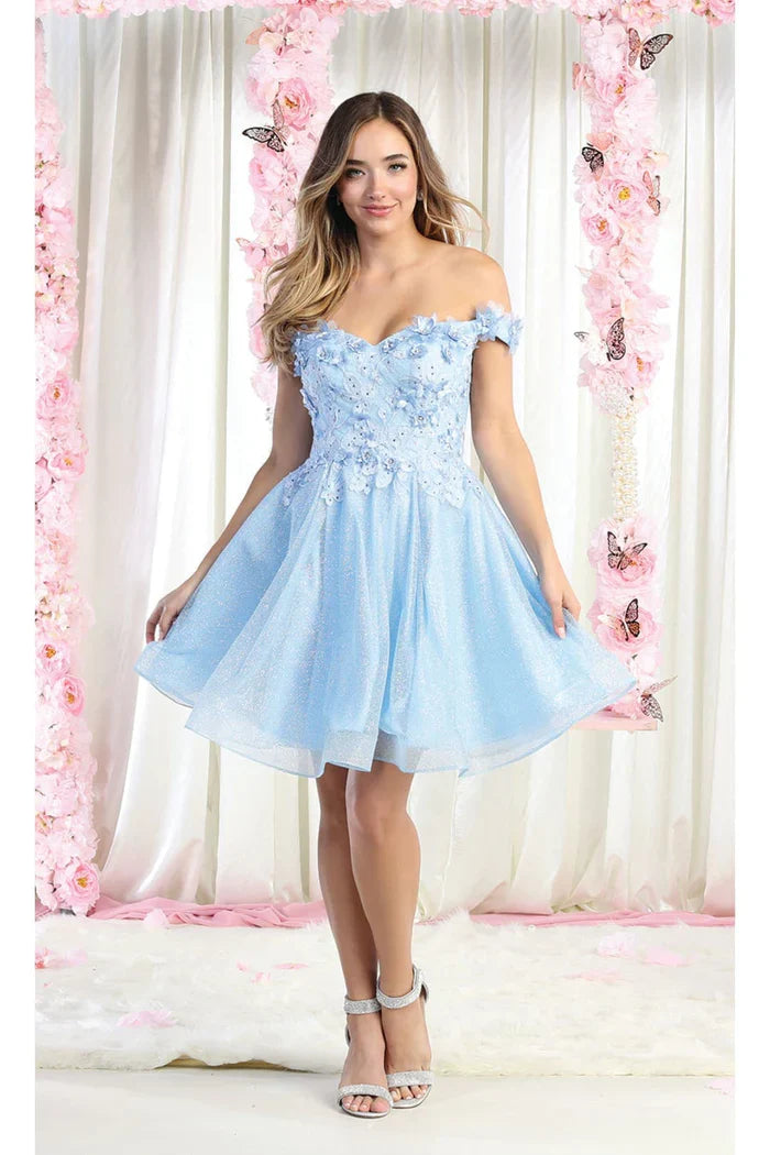 Silver Off-Shoulder Graduation Dress by MQ1854