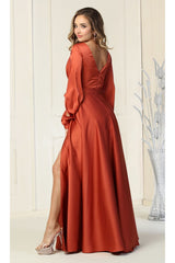 Split Long Sleeve Evening Gown