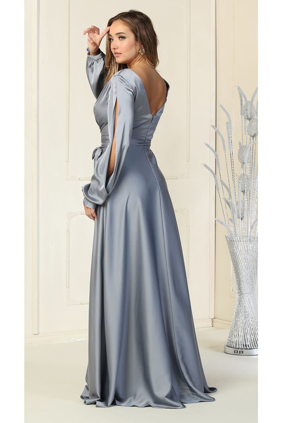 Split Long Sleeve Evening Gown
