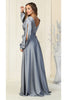 Split Long Sleeve Evening Gown