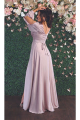 Split Long Sleeve Evening Gown