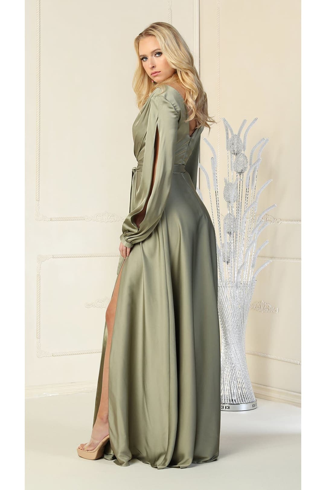Split Long Sleeve Evening Gown