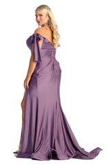 May Queen MQ1858 Stretchy Ruched Off The Shoulder Prom Dress - Dress