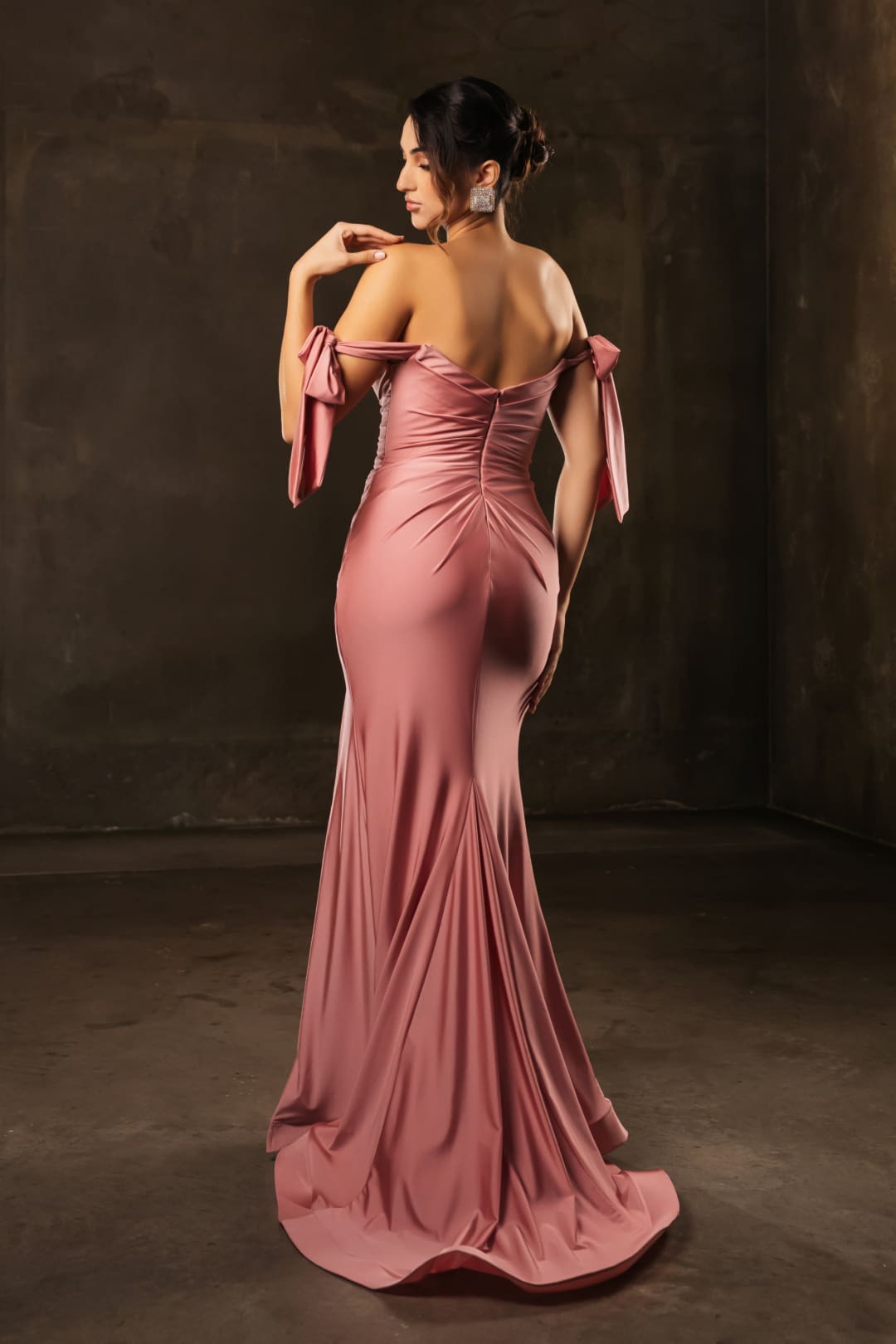 May Queen MQ1858 Stretchy Ruched Off The Shoulder Prom Dress - Dress