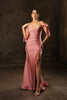 May Queen MQ1858 Stretchy Ruched Off The Shoulder Prom Dress - DUSTYROSE / 2 - Dress