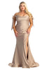 May Queen MQ1858 Stretchy Ruched Off The Shoulder Prom Dress - MOCHA / 22 - Dress