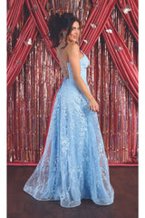 Embellished Floral Prom Dress