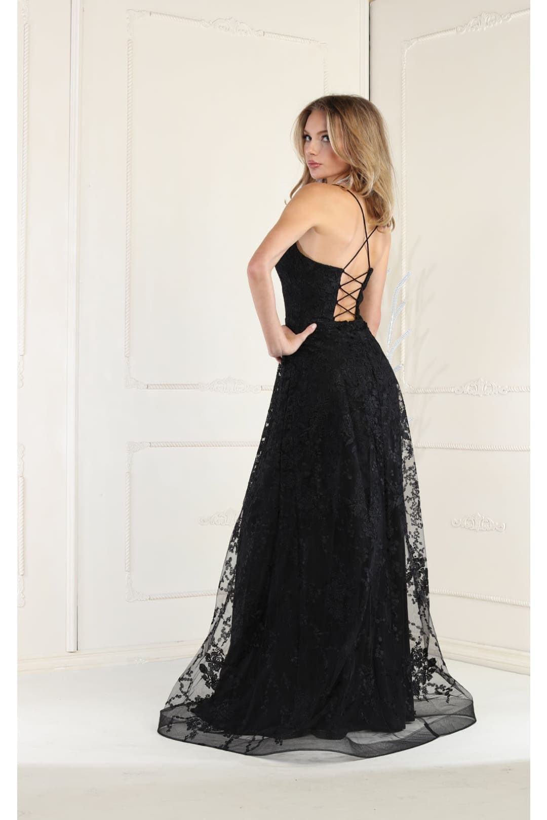 May Queen MQ1885 Floral Pattern Prom Dress