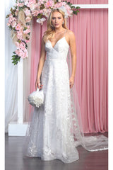 Embellished Floral Prom Dress