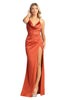 May Queen MQ1899 Satin Long Sexy Open Back Prom Dress - RUST / 2 - Dress