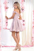 May Queen MQ1906 Off The Shoulder Glitter Short Homecoming Dama Dress - Dress