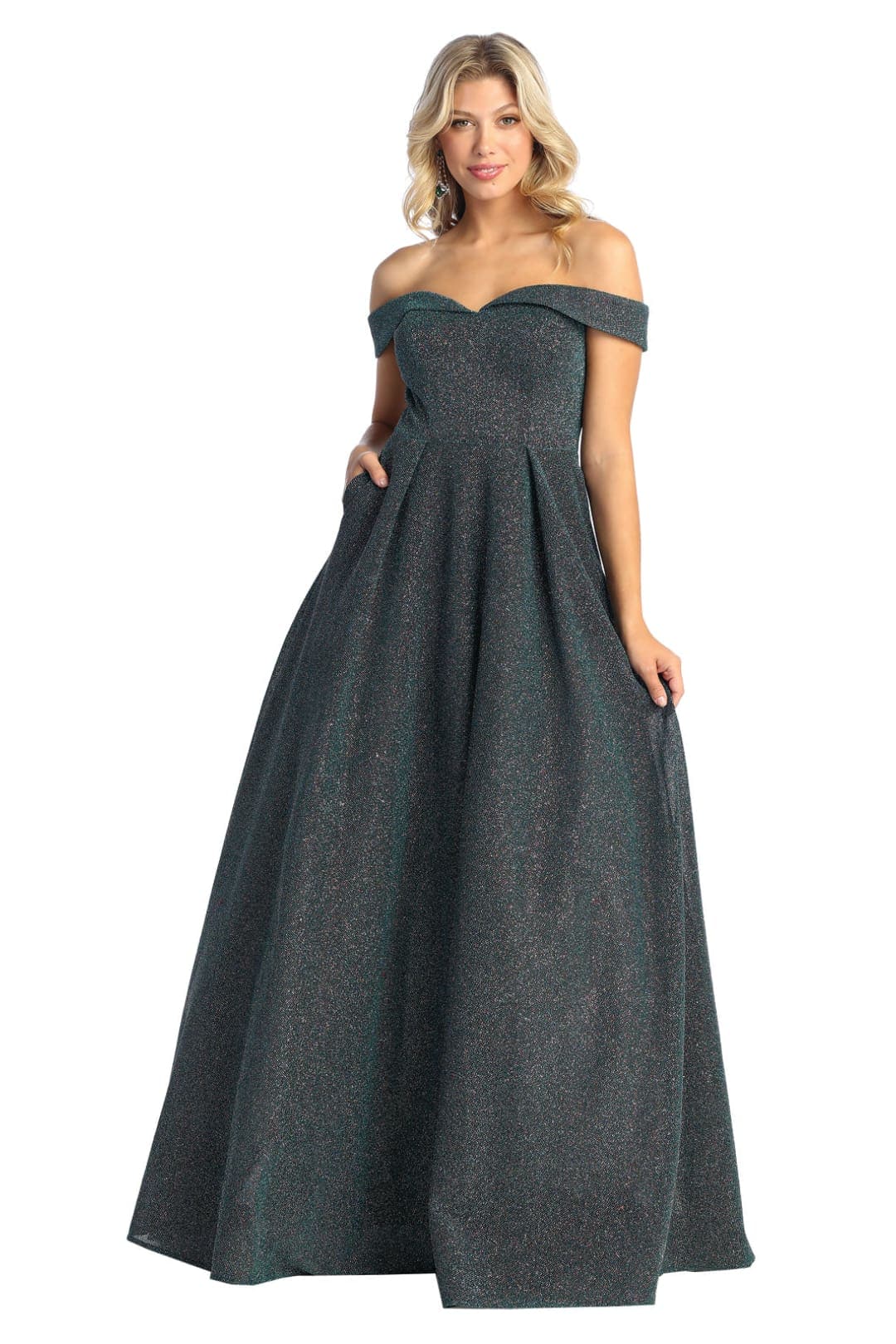 Sparkle Glitter A-Line Evening Gown - Hunter Green / 4