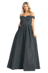 Sparkle Glitter A-Line Evening Gown - Hunter Green / 4