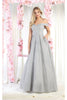 May Queen MQ1915 Off The Shoulder Glitter A Line Evening Gowns - Silver / 4