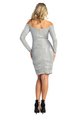 Glittery Off Shoulder Homecoming Dress