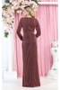 Long Sleeve Pleated Evening Dress - Dress