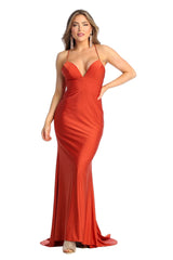 V-neckline Spaghetti Strap Prom Dress