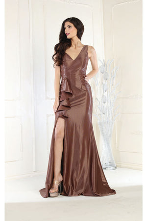 May Queen MQ1932 Ruffled Mermaid Formal Gown - CAPPUCCINO / 4 - Dress
