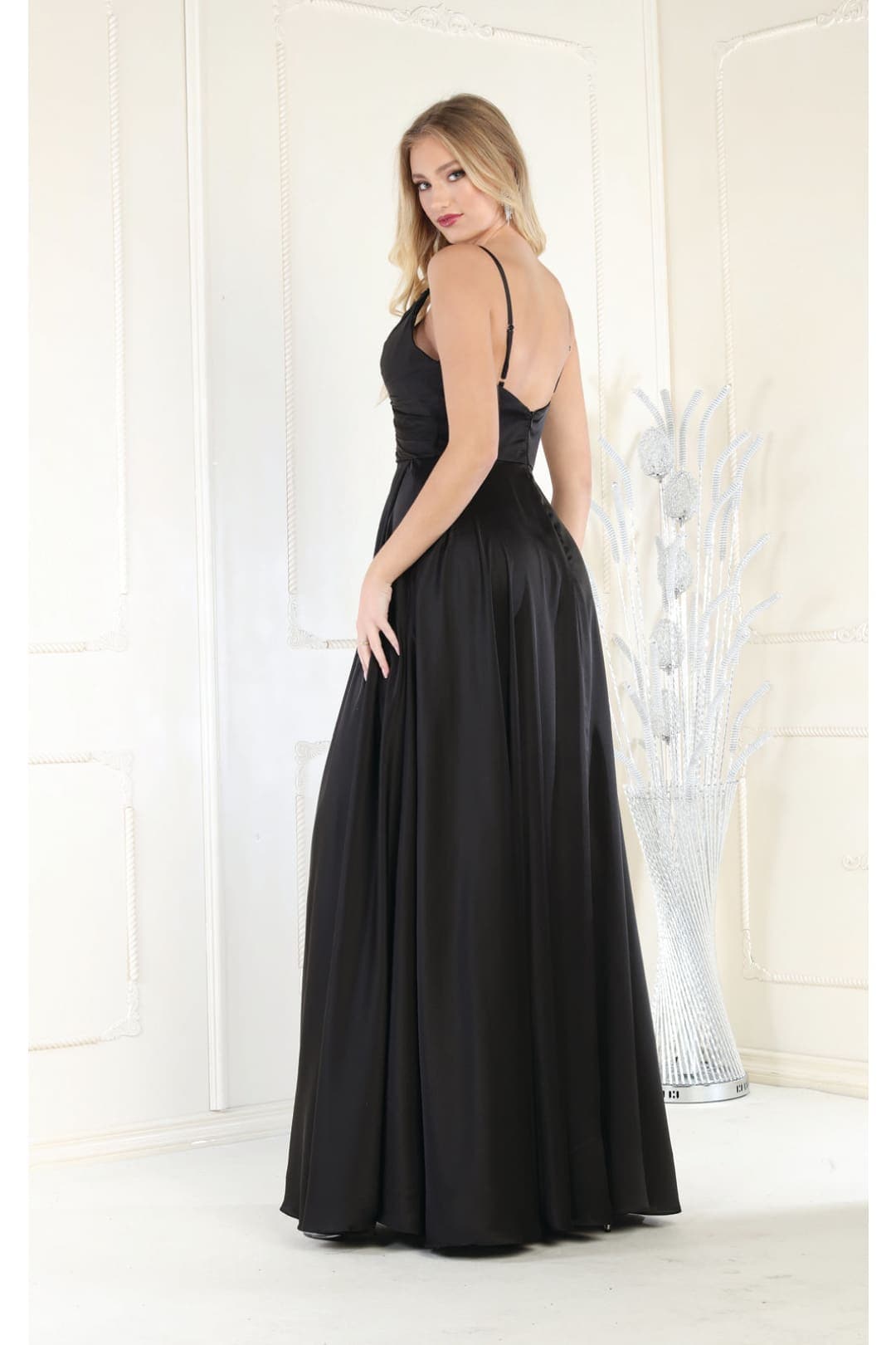 May Queen MQ1945 Simple Satin Evening Gown