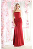 May Queen MQ1947 Simple Strapless Stretchy Dress - BURGUNDY / 4 - Dress
