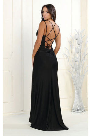 V-neckline Long Stretchy Gowns