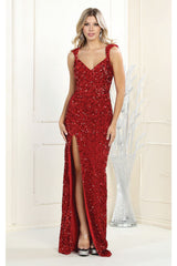 May Queen MQ1957 Sleeveless Sheath Evening Gown - Dress