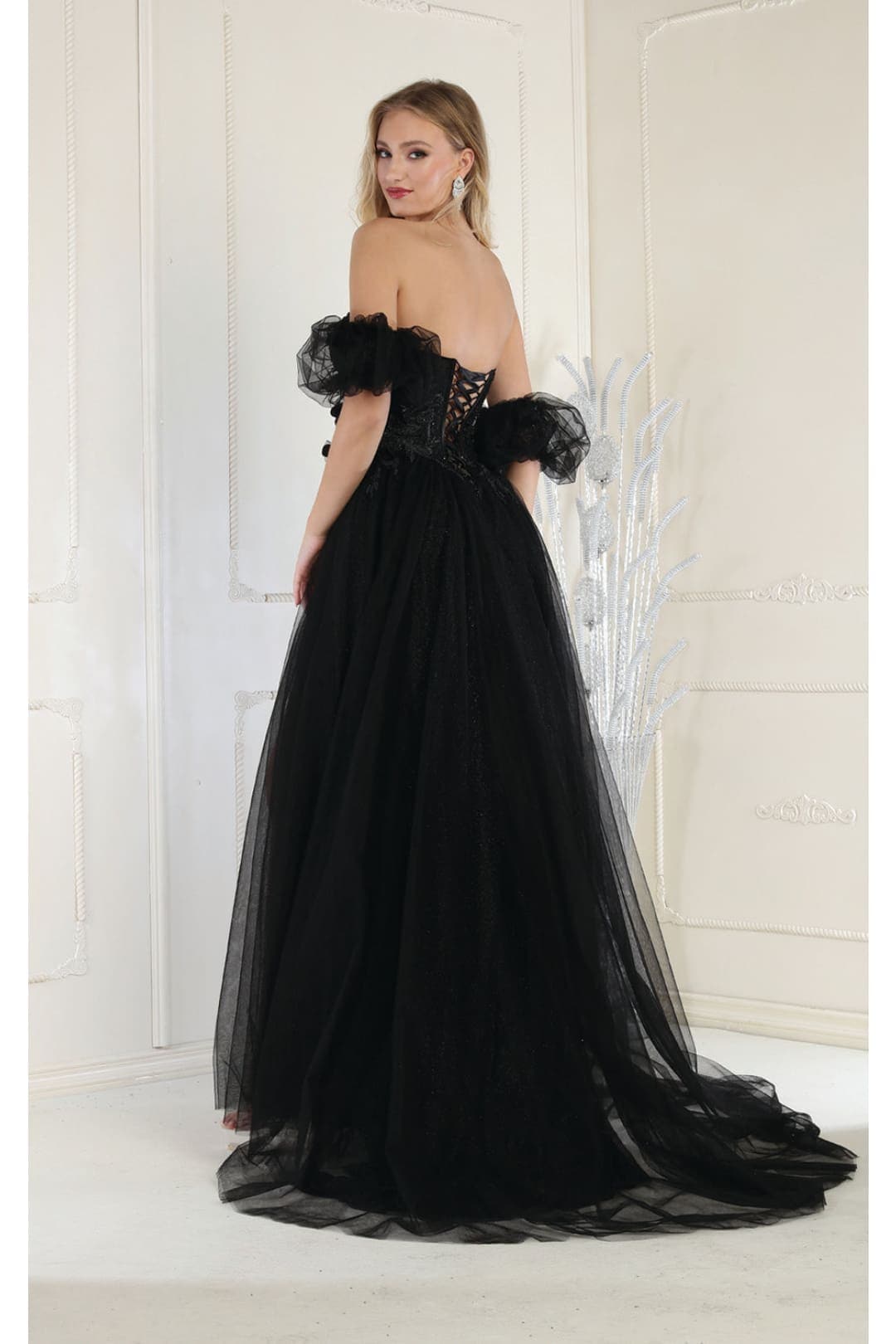 May Queen MQ1961 Floral Applique Special Occasion Gown - Dress