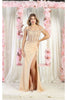 LA Merchandise LA1962 Corset Bone Prom Gown - CHAMPAGNE / 4 - Dress