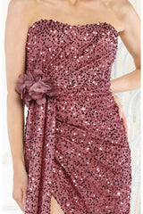 May Queen MQ1968 Strapless Sequined Formal Gown - Dress