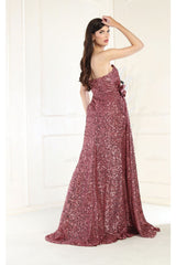 May Queen MQ1968 Strapless Sequined Formal Gown - Dress