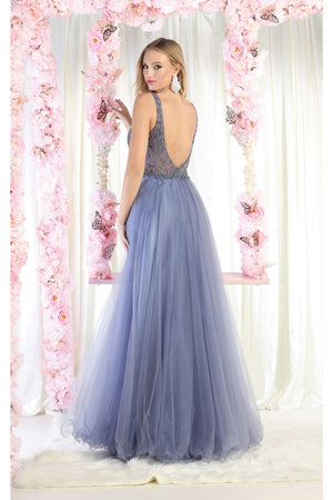 May Queen MQ1971 Embroidered A-line Prom Gown