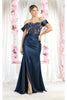 May Queen MQ1977 Sheer Bodcie Red Carpet Gown - TEALBLUE / 4 - Dress