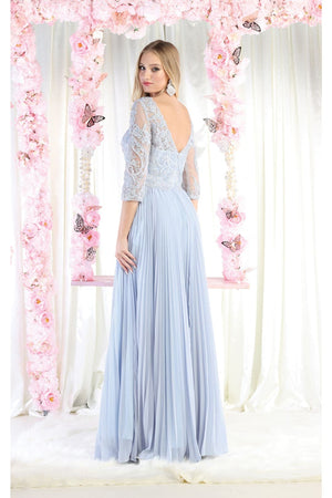 May Queen MQ1980 Pleated Embroidery Mother Of The Bride Gown