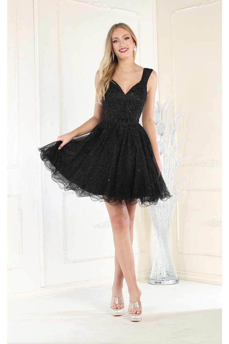 May Queen MQ1984 Embellished Graduation Dress - BLACK / 4
