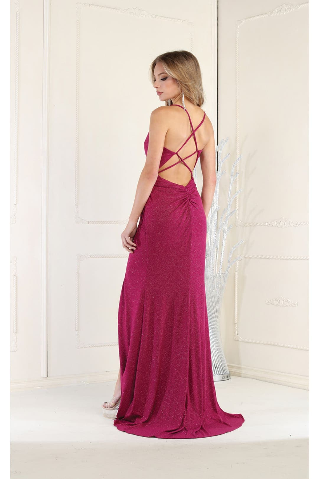 May Queen MQ1987 Criss Cross Open Back Prom Dress - Dress