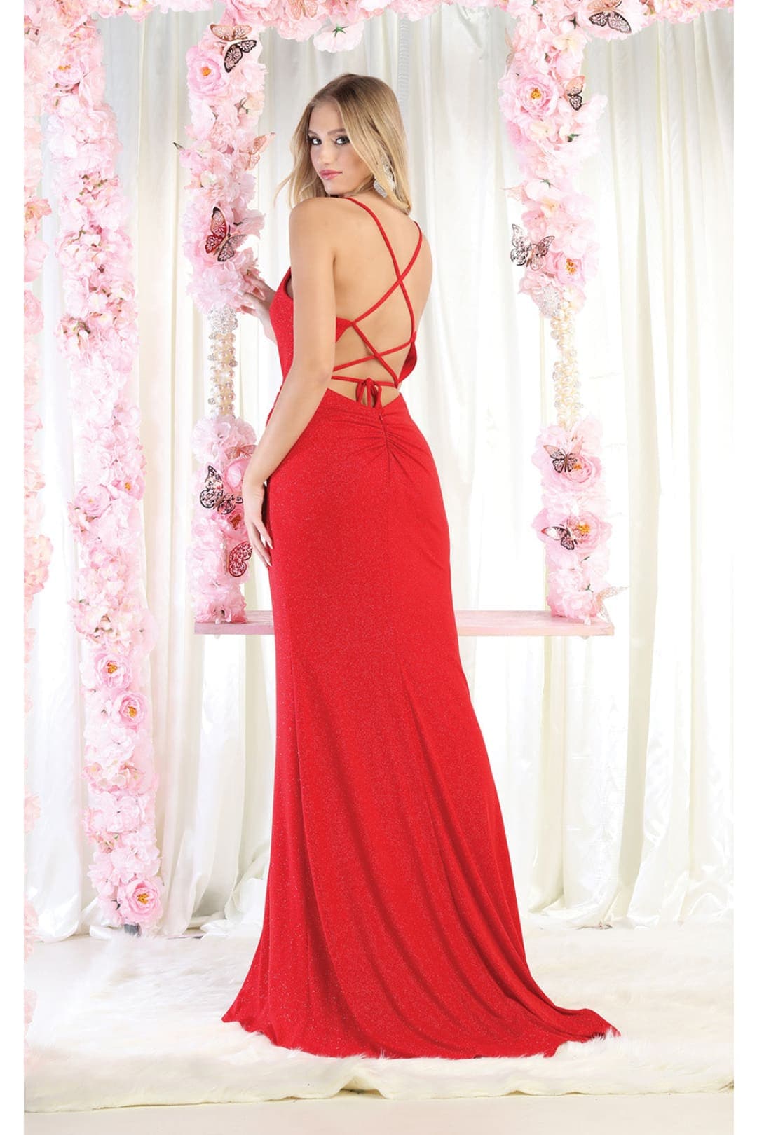 May Queen MQ1987 Criss Cross Open Back Prom Dress - Dress