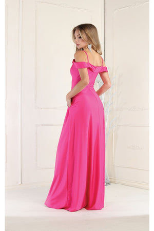 May Queen MQ1988 Cold Shoulder A-line long Dress - Dress