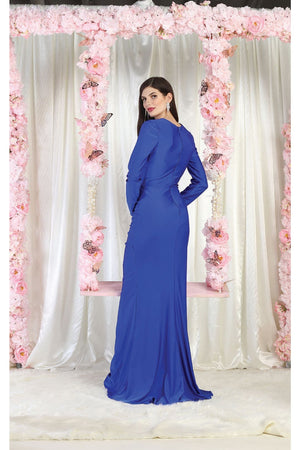 May Queen MQ1993 Long Sleeve Simple Evening Gown