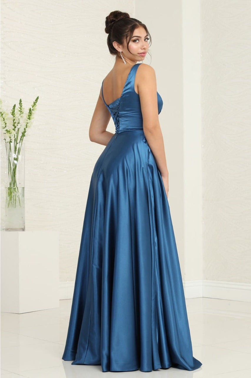 May Queen MQ1994 Sleeveless Side Pockets Satin Formal Bridesmaid Dress - Dress