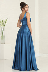 May Queen MQ1994 Sleeveless Side Pockets Satin Formal Bridesmaid Dress - Dress