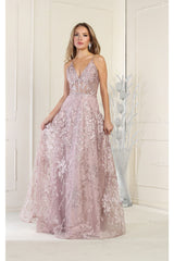 May Queen MQ1996 Embroiderd Lace Prom Gown